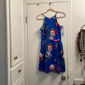 Blue floral print sun dress
